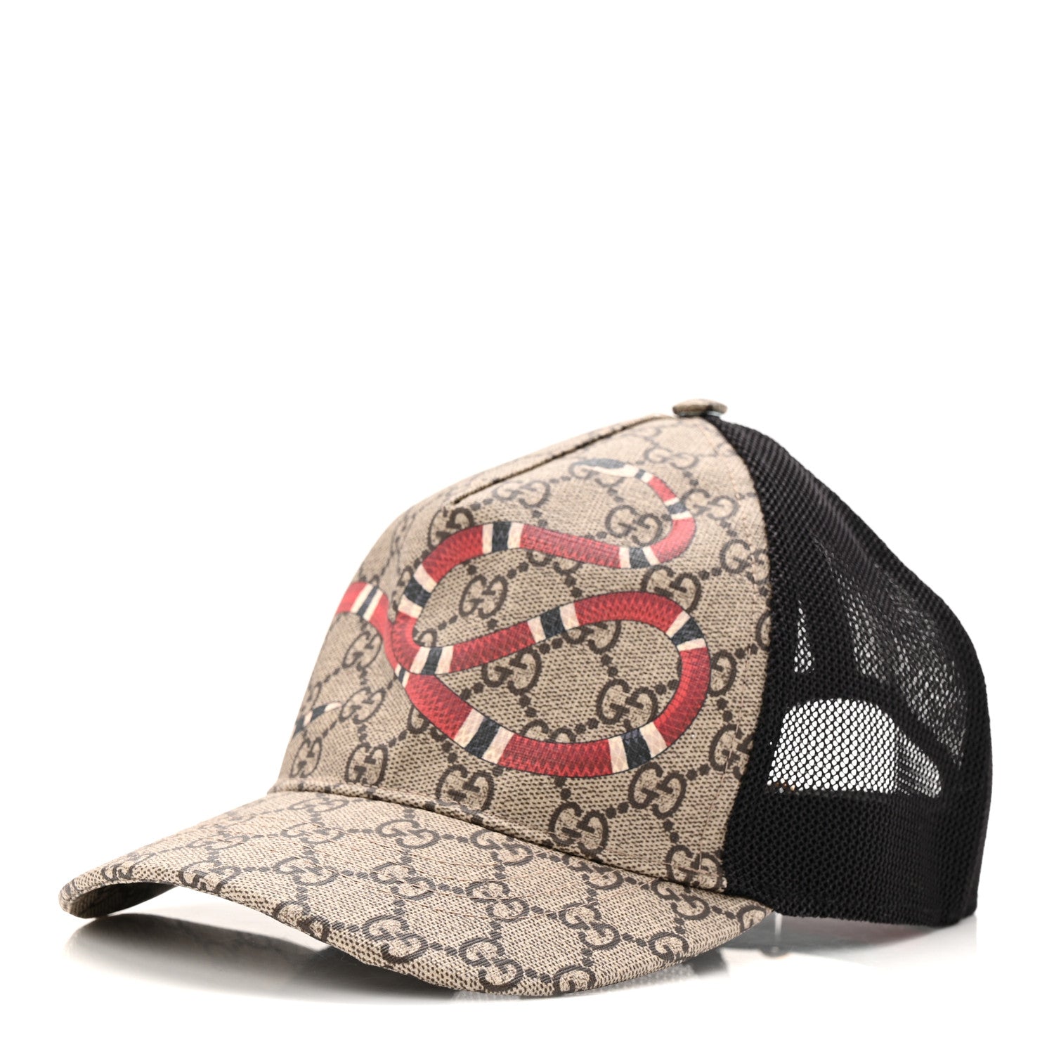 Gucci GG Supreme Monogram Kingsnake Print Baseball Hat M 58 Beige 1 of 8