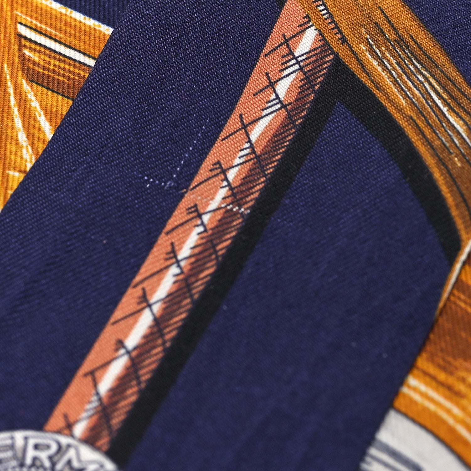 Hermes Silk Cavalcades Twilly Marine Gold Gris 4 of 4