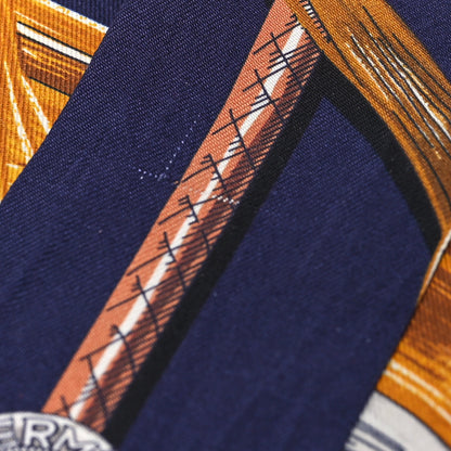 Hermes Silk Cavalcades Twilly Marine Gold Gris 4 of 4