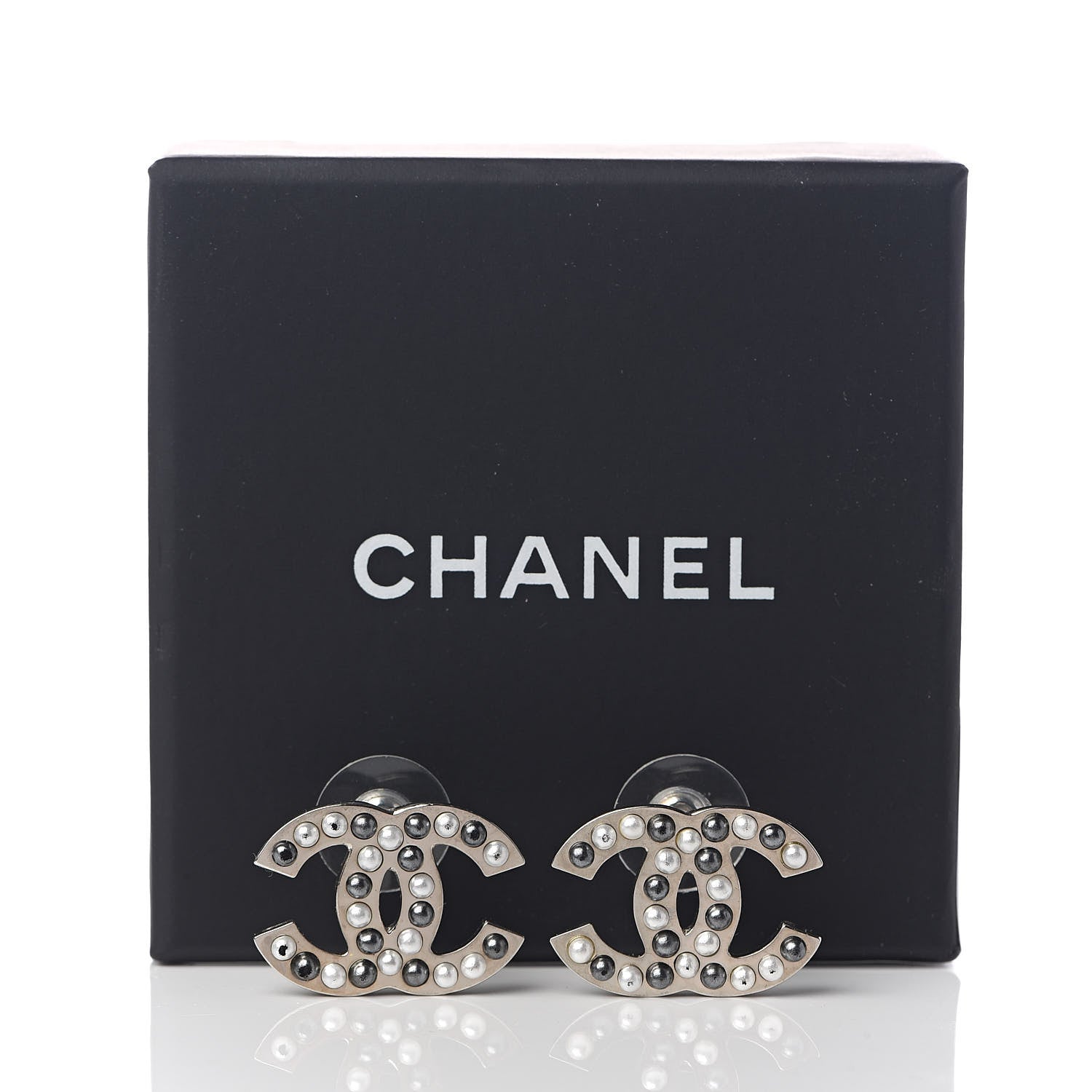 Chanel Pearl CC Earrings Silver 5 of 5