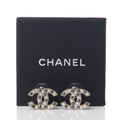 Chanel Pearl CC Earrings Silver 5 of 5