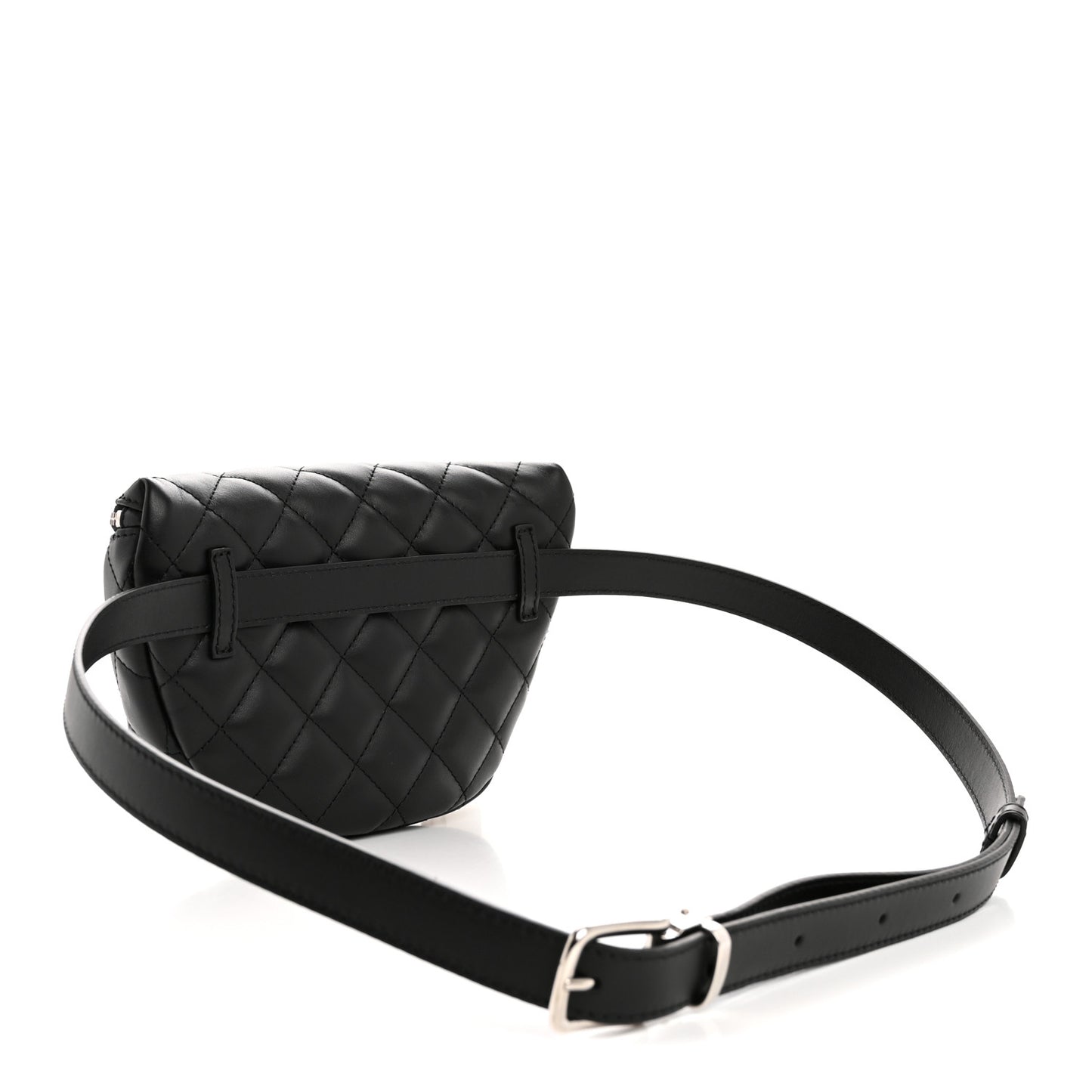 Calfskin Quilted Uniform Waist Belt Bag Black