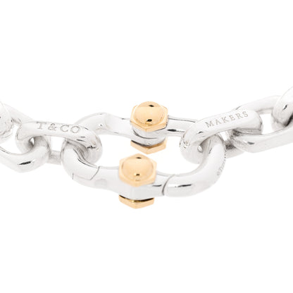 Tiffany Sterling Silver 18K Yellow Gold Wide Makers Chain Link Bracelet 4 of 6