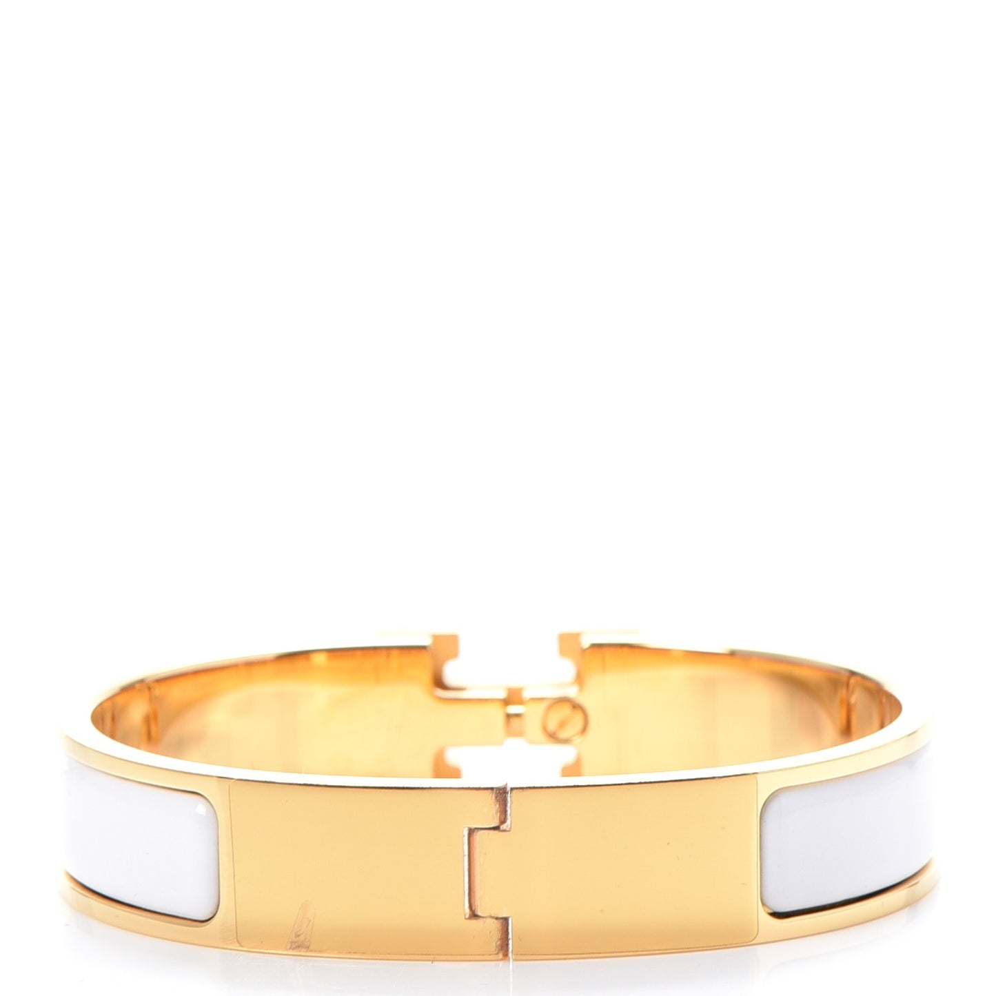 Enamel Narrow Clic Clac H Bracelet PM White