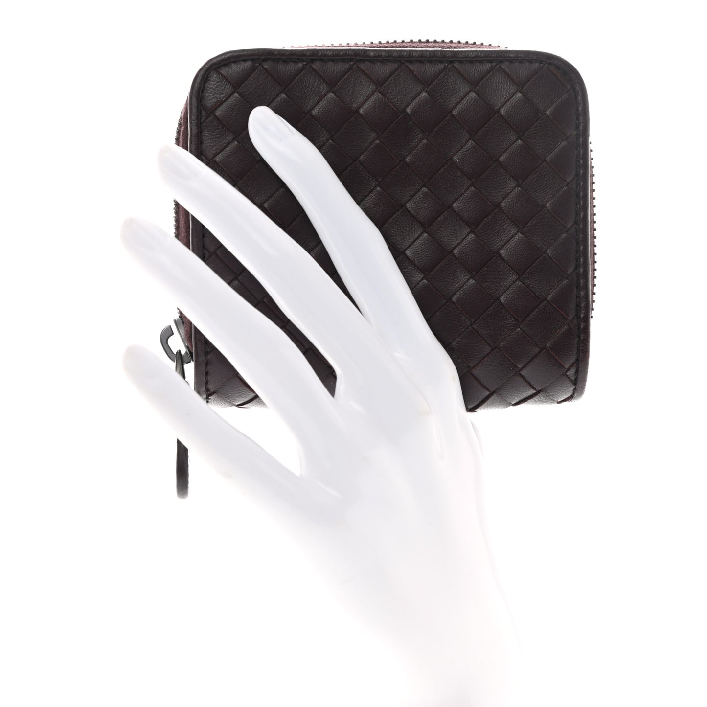 Nappa Intrecciato Zip Around Coin Purse Aubergine