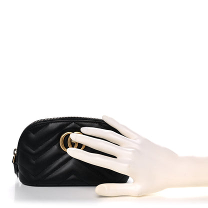 Gucci Calfskin Matelasse GG Marmont Pouch Cosmetic Case Black 2 of 10