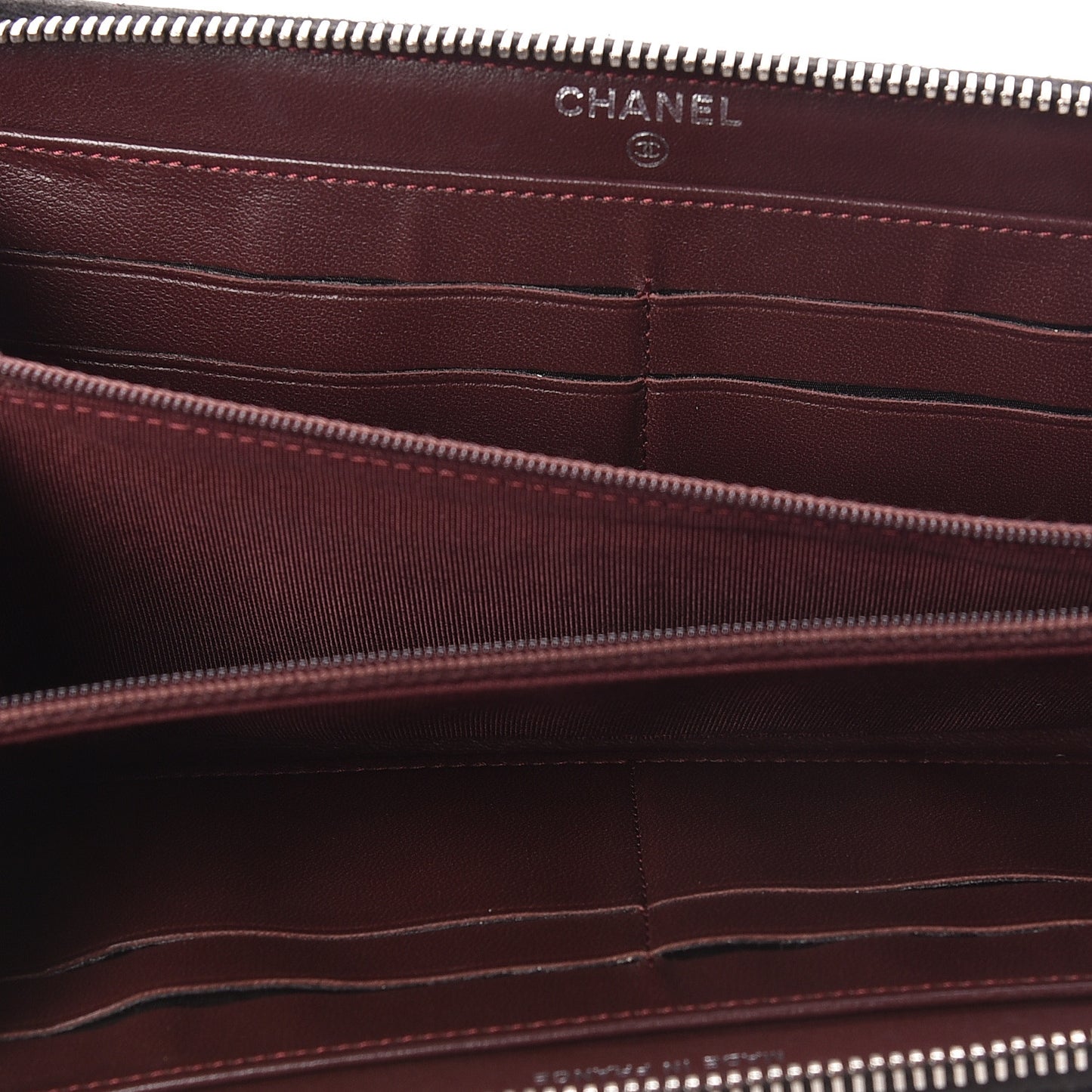 Lambskin Quilted Large Gusset Zip Around Wallet Black