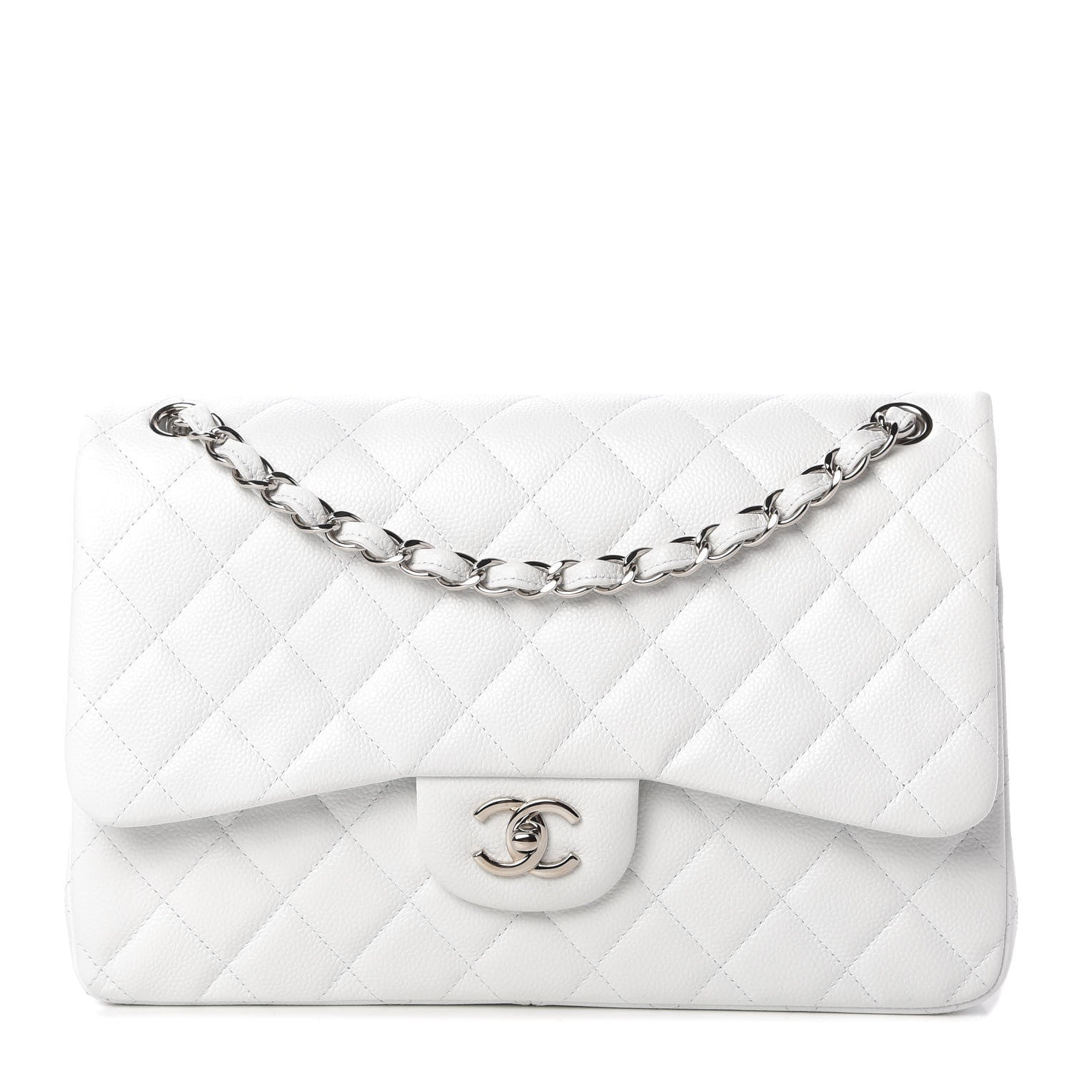 Chanel Caviar Quilted Jumbo Double Flap White 1 of 10