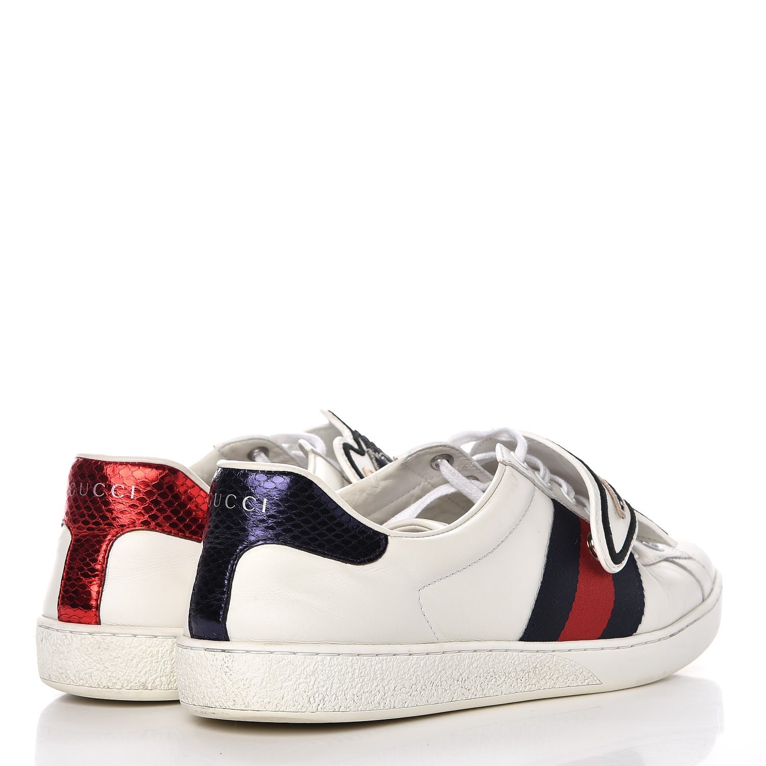 Gucci Calfskin Ayers Web UFO Dragon Embroidered Mens Ace Sneakers 7 White 4 of 17