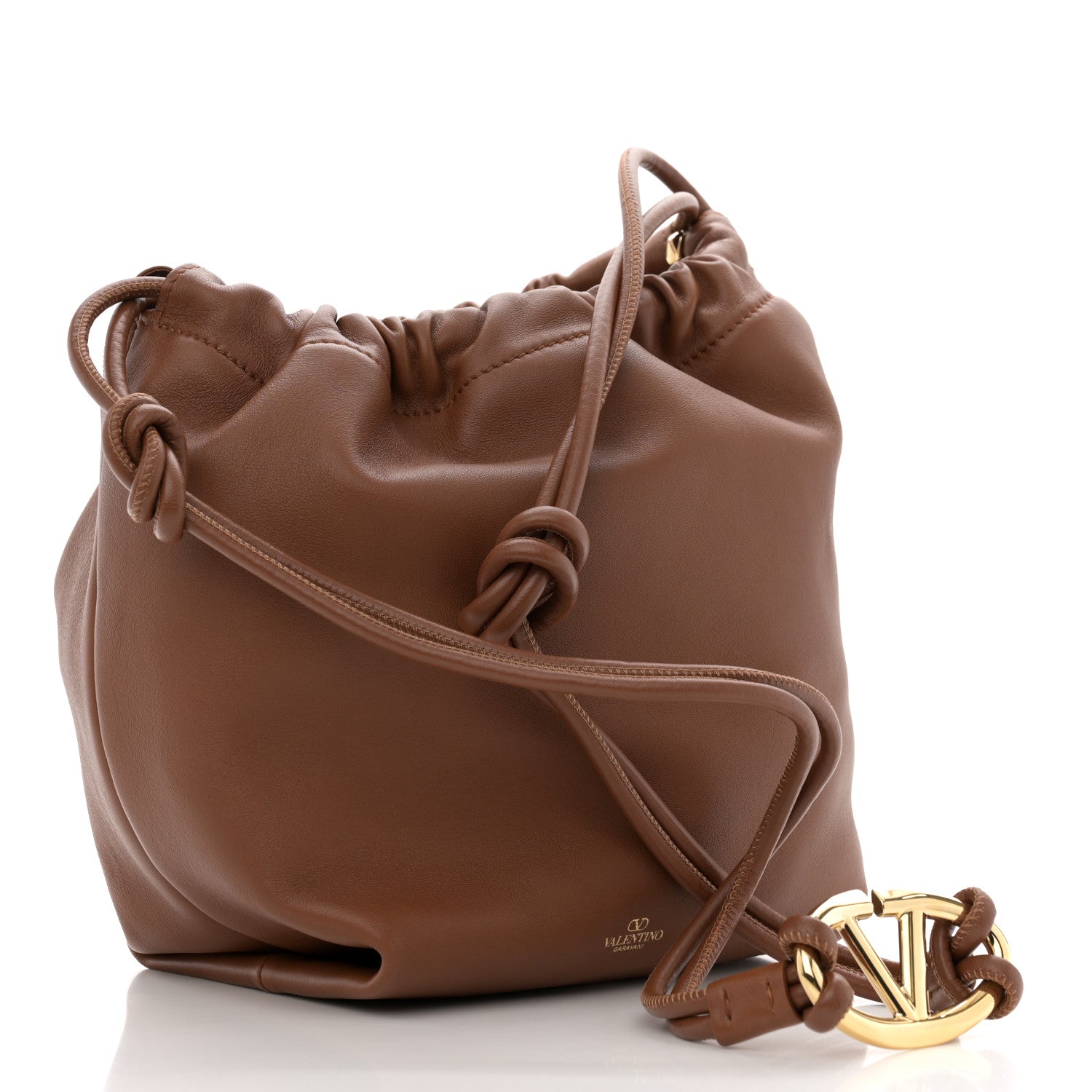 Valentino Garavani Nappa Vlogo Pouf Pouch Tan 3 of 9