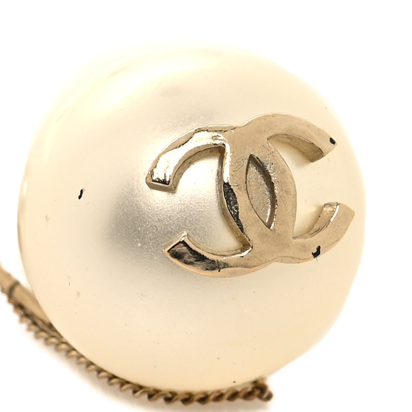 Pearl CC Chain Drop Earrings Gold