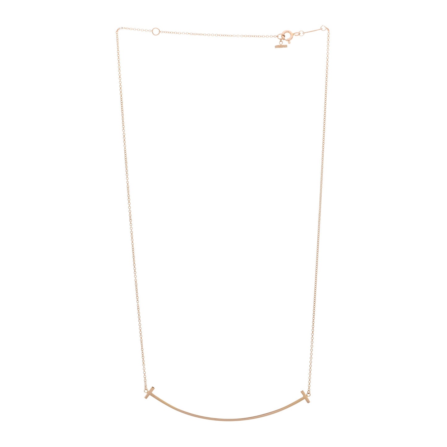 18K Rose Gold Large T Smile Pendant Necklace