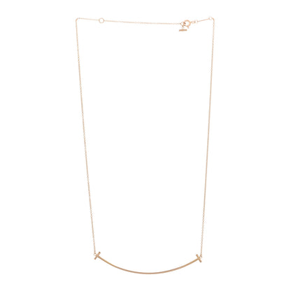 Tiffany 18K Rose Gold Large T Smile Pendant Necklace 3 of 5