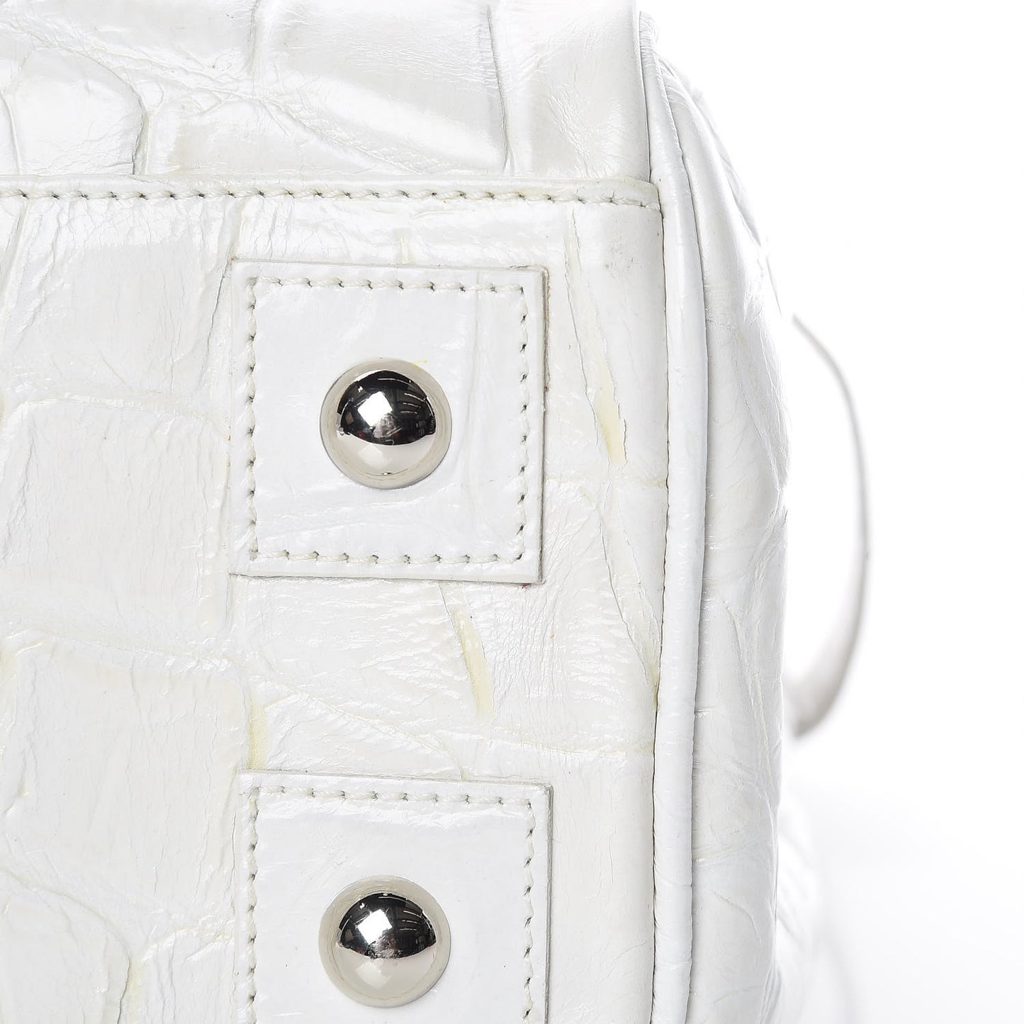 Calfskin Crocodile Embossed Bayswater White