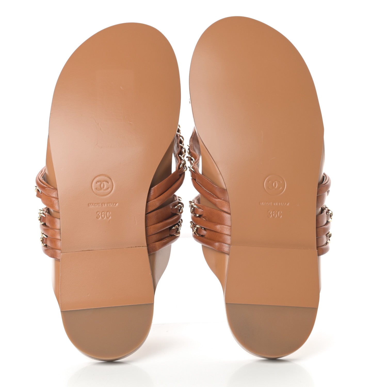 Chanel Calfskin Chain CC Thong Flat Sandals 36 Beige 5 of 9