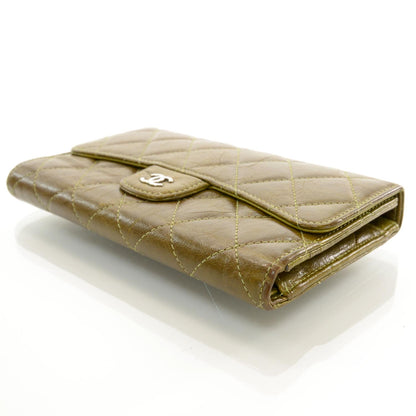Chanel Calfskin Quilted Large Flap Wallet Green 3 of 10