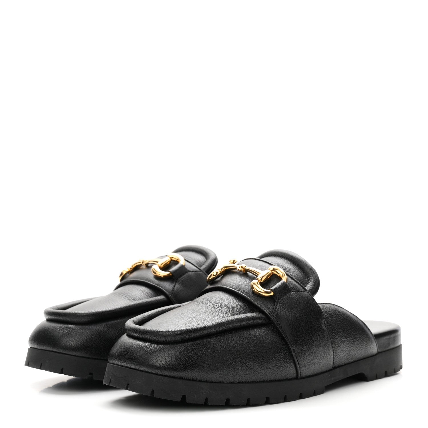 Gucci Goatskin Auroville Horsebit Mules 39.5 Black 4 of 10