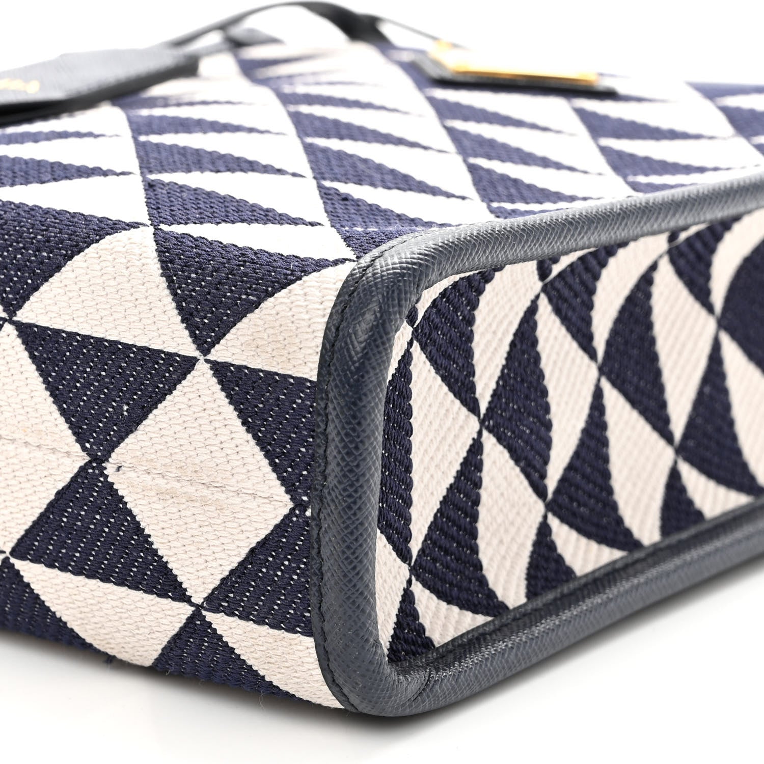 Prada Jacquard Saffiano Triangolo Symbole Embroidered Micro Tote Baltico Talco 9 of 10