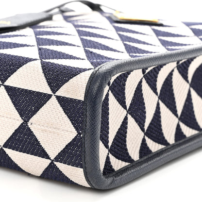 Prada Jacquard Saffiano Triangolo Symbole Embroidered Micro Tote Baltico Talco 9 of 10