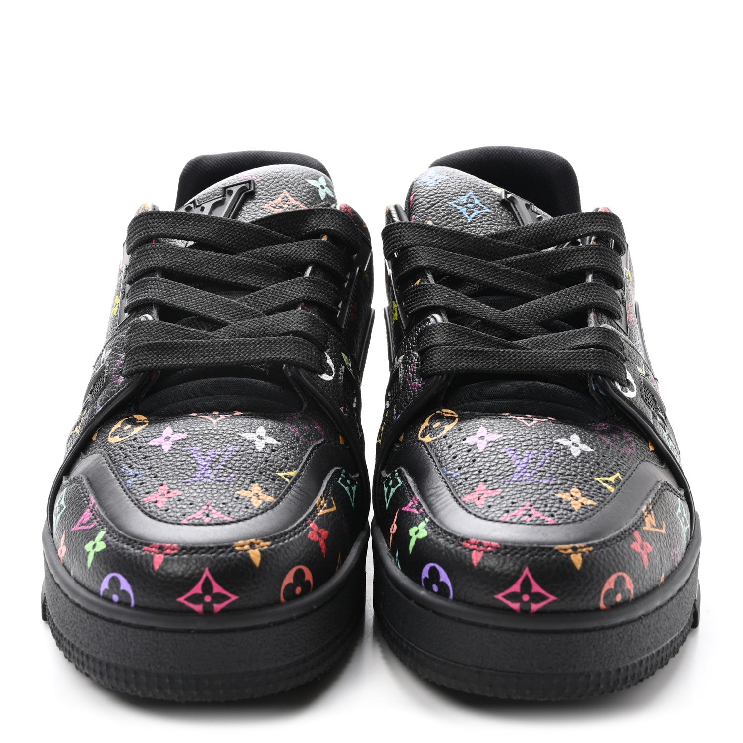 Louis Vuitton LV X TM Calfskin Monogram Multicolor Womens LV Trainer Sneakers 37.5 Black 3 of 10