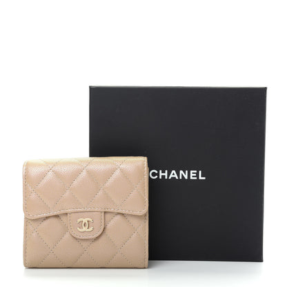Chanel Iridescent Caviar Quilted Compact Flap Wallet Dark Beige 8 of 8