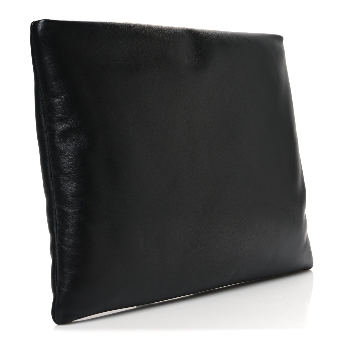 Lambskin Large Puffy Pouch Black