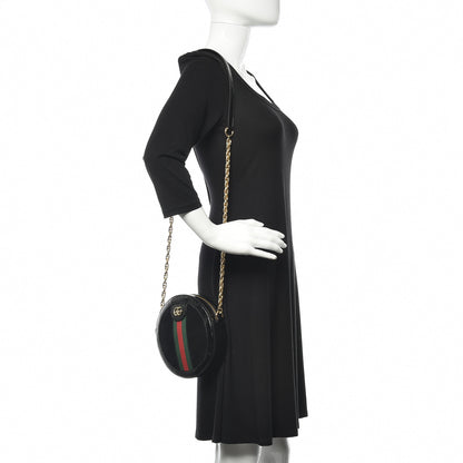 Gucci Suede Patent Web Mini Ophidia Round Shoulder Bag Black 2 of 11