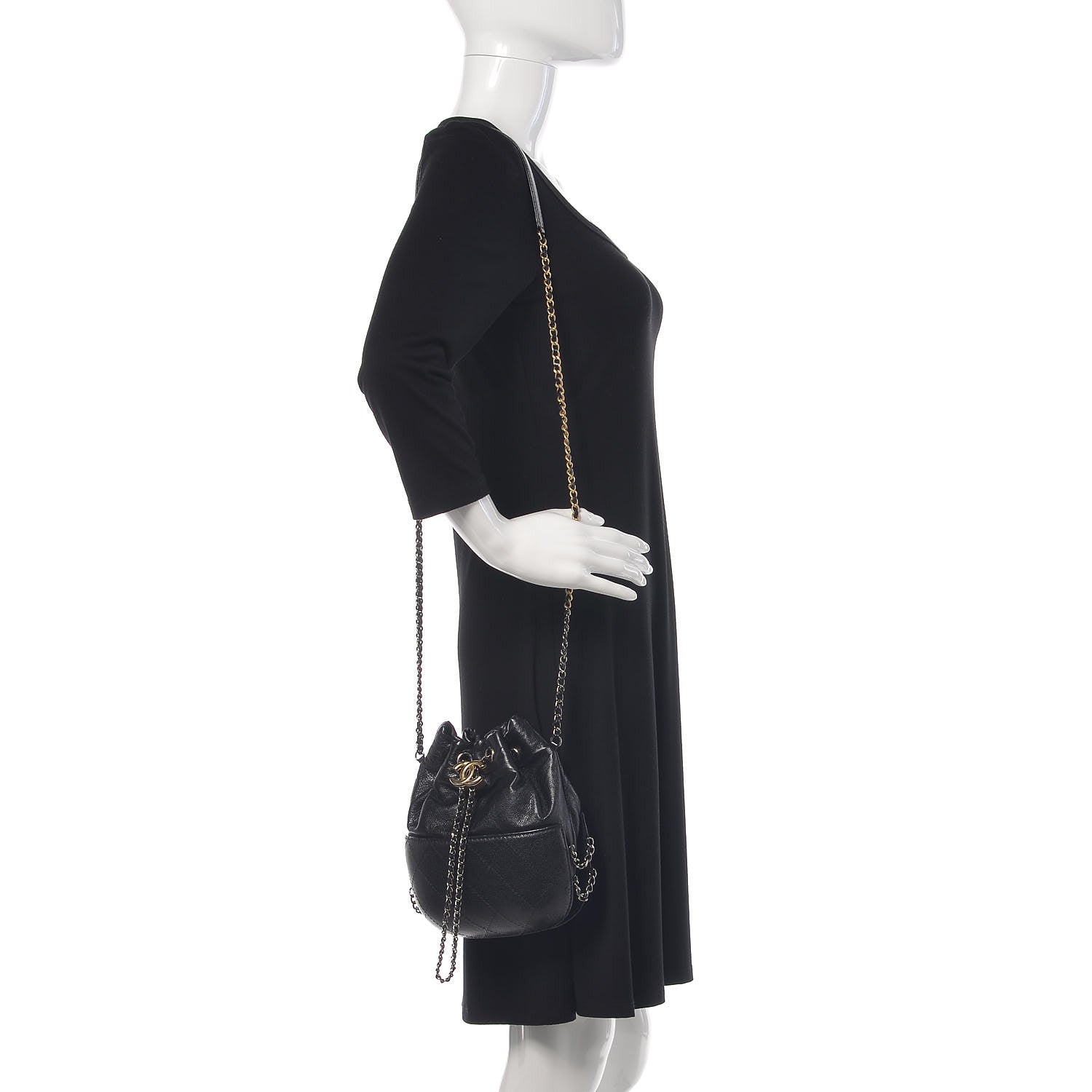Chanel Calfskin Quilted Small Gabrielle Bucket Black 2 of 11
