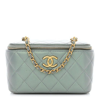 Chanel Metallic Lambskin Quilted Small CC Dynasty Vanity Case With Chain Grey 1 of 14