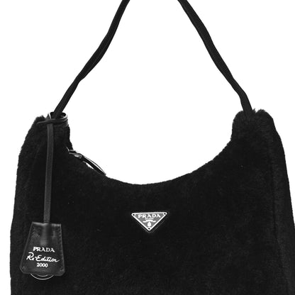 Prada Shearling Mini Re-Edition 2000 Bag Black 9 of 11