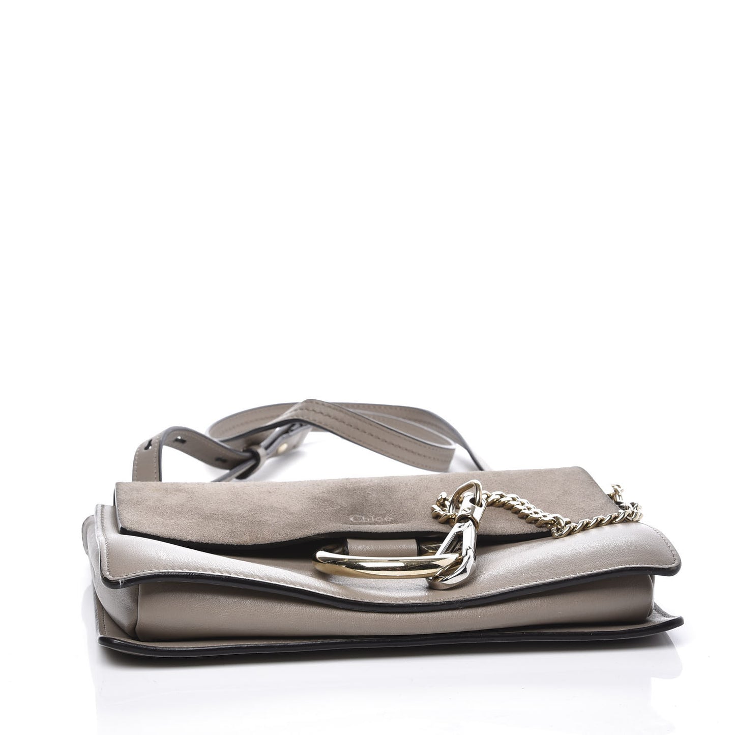 Suede Calfskin Small Faye Shoulder Bag Motty Grey