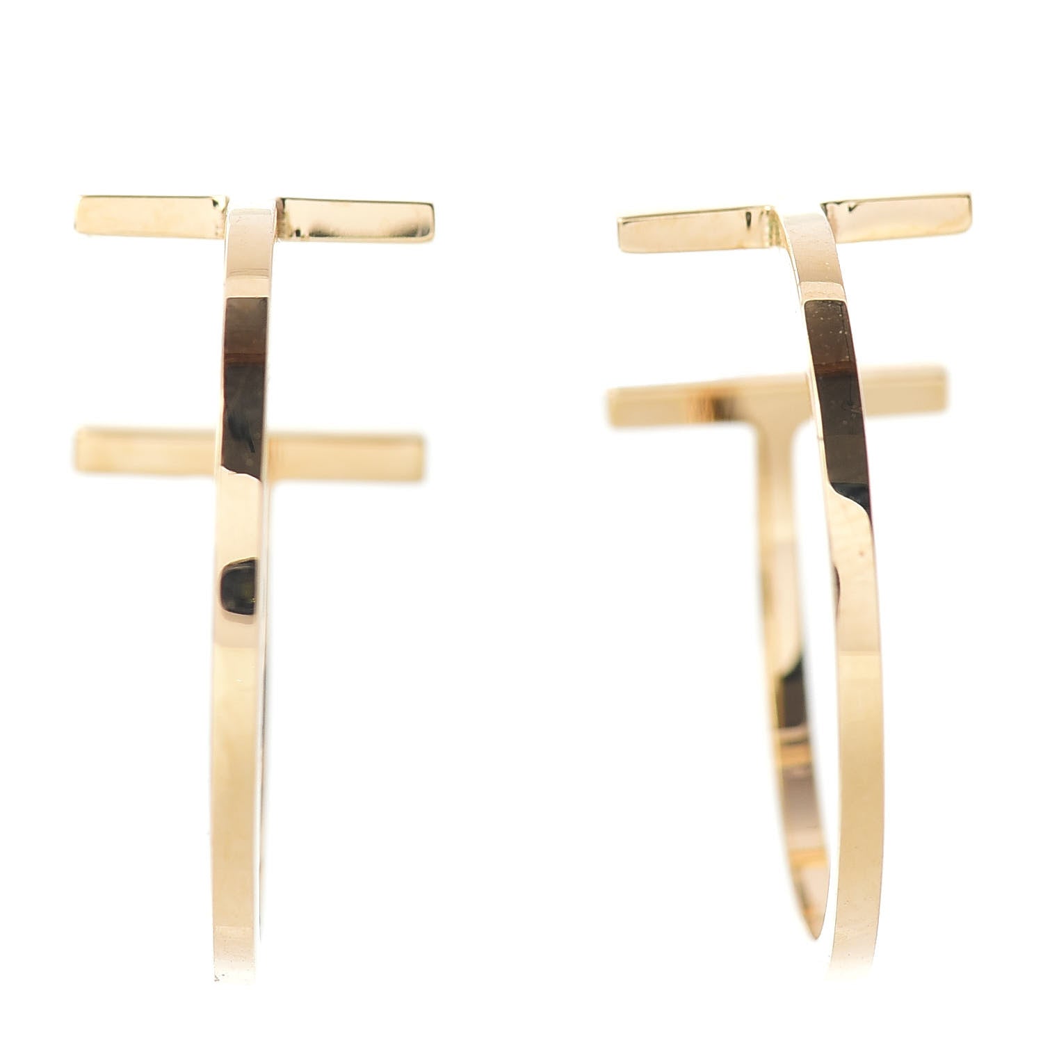 Tiffany 18K Yellow Gold Medium T Wire Hoop Earrings 1 of 4