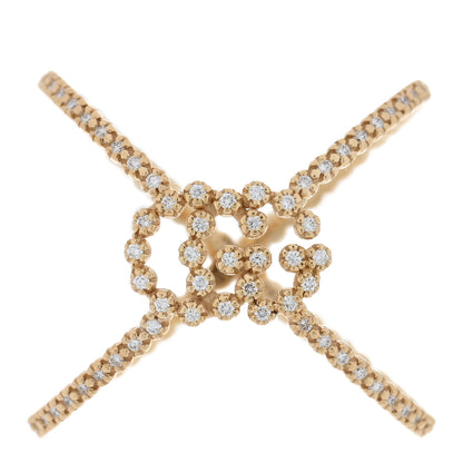 Gucci 18K Yellow Gold Diamond Running G Cross Pave Ring 56 7.5 1 of 5