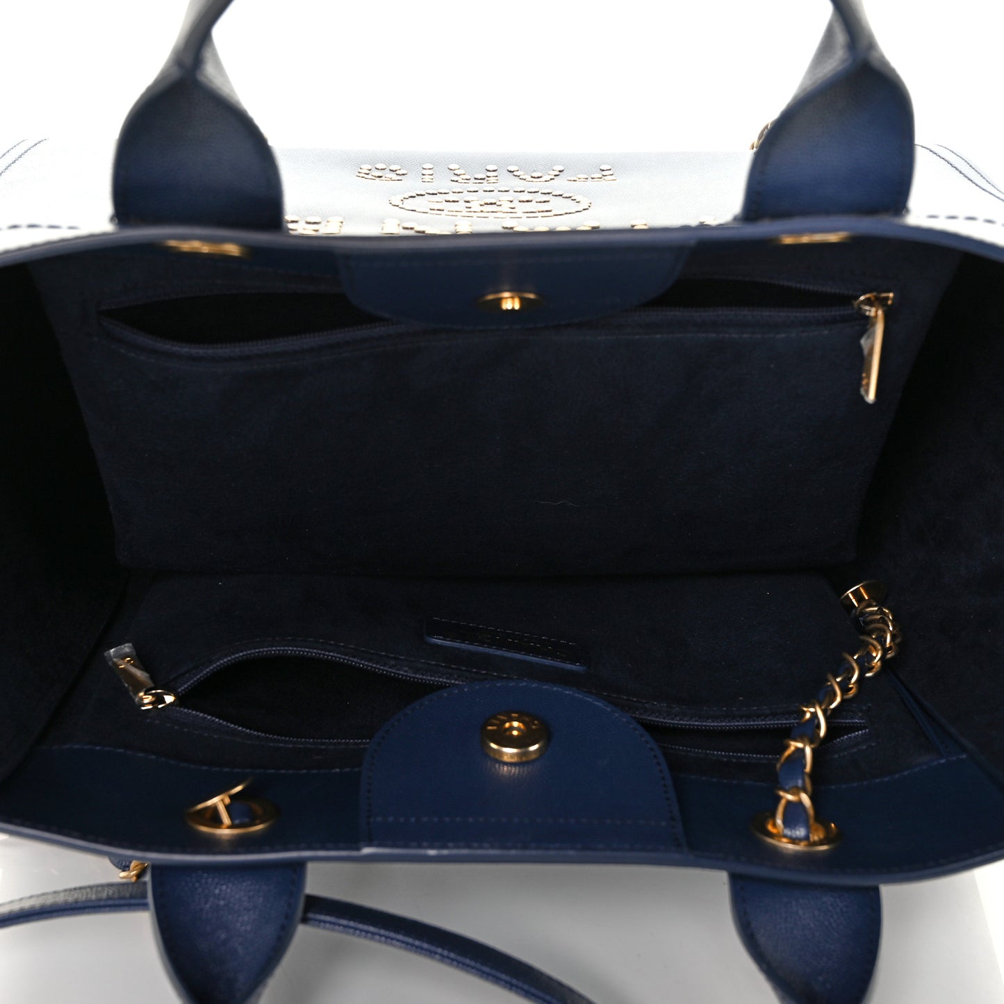 Caviar Small Studded Deauville Tote Navy