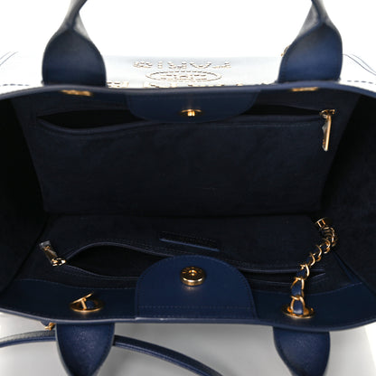 Chanel Caviar Small Studded Deauville Tote Navy 5 of 11