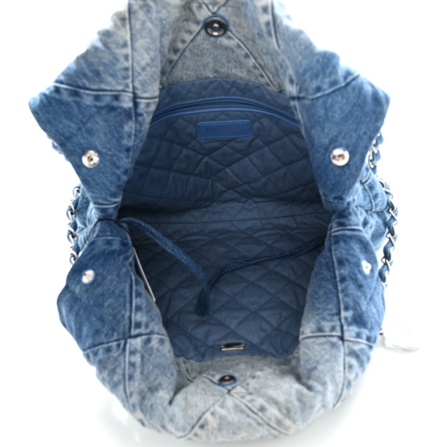 Denim Quilted Small Chanel 22 Blue