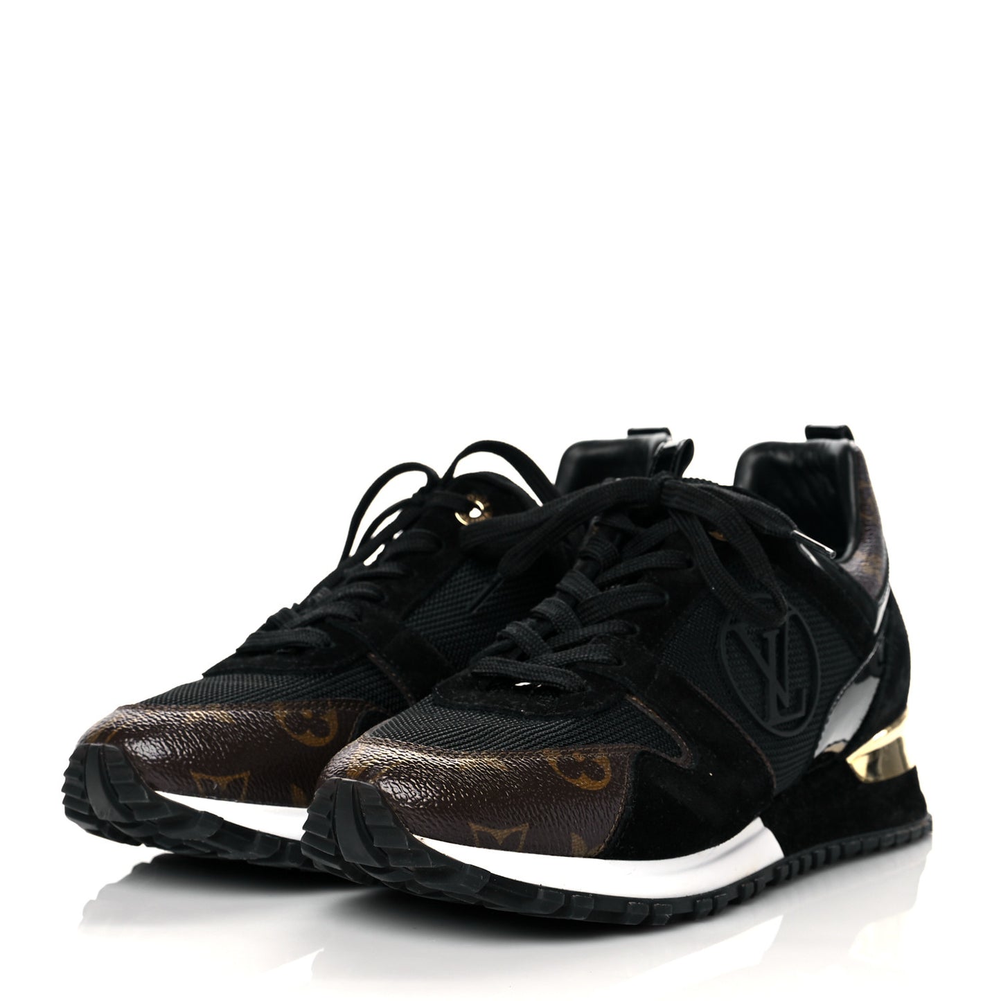 Suede Monogram Run Away Sneakers 39 Black