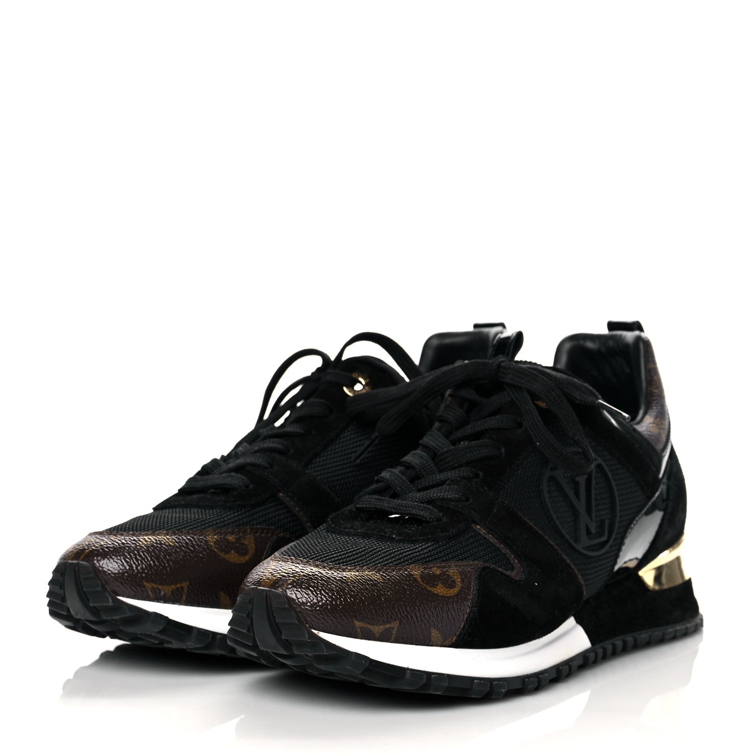 Louis Vuitton Suede Monogram Run Away Sneakers 39 Black 3 of 9