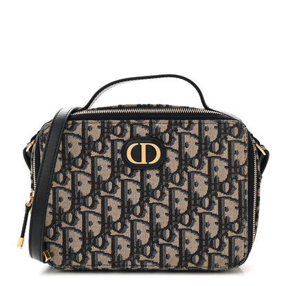 Christian Dior Oblique 30 Montaigne Top Handle Box Bag Blue 1 of 13