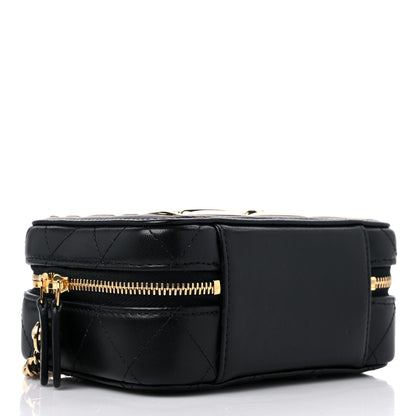 Chanel Lambskin Quilted Golden Plate Clutch With Chain Black 4 of 9