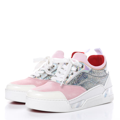 Christian Louboutin Metallic Calfskin Womens Aurelien Flat Sneakers Silver 36 Pink 3 of 8