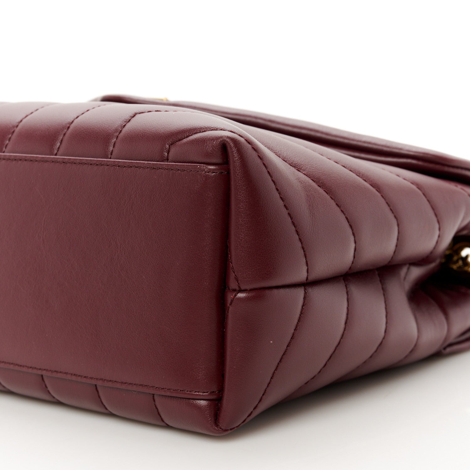 Saint Laurent Calfskin Y Quilted Monogram Small Loulou Chain Satchel Dark Legion Red 11 of 11