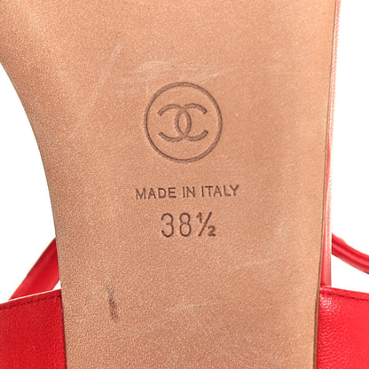 Chanel Lambskin Chain CC Logo Thong Sandals 38.5 Red 6 of 8