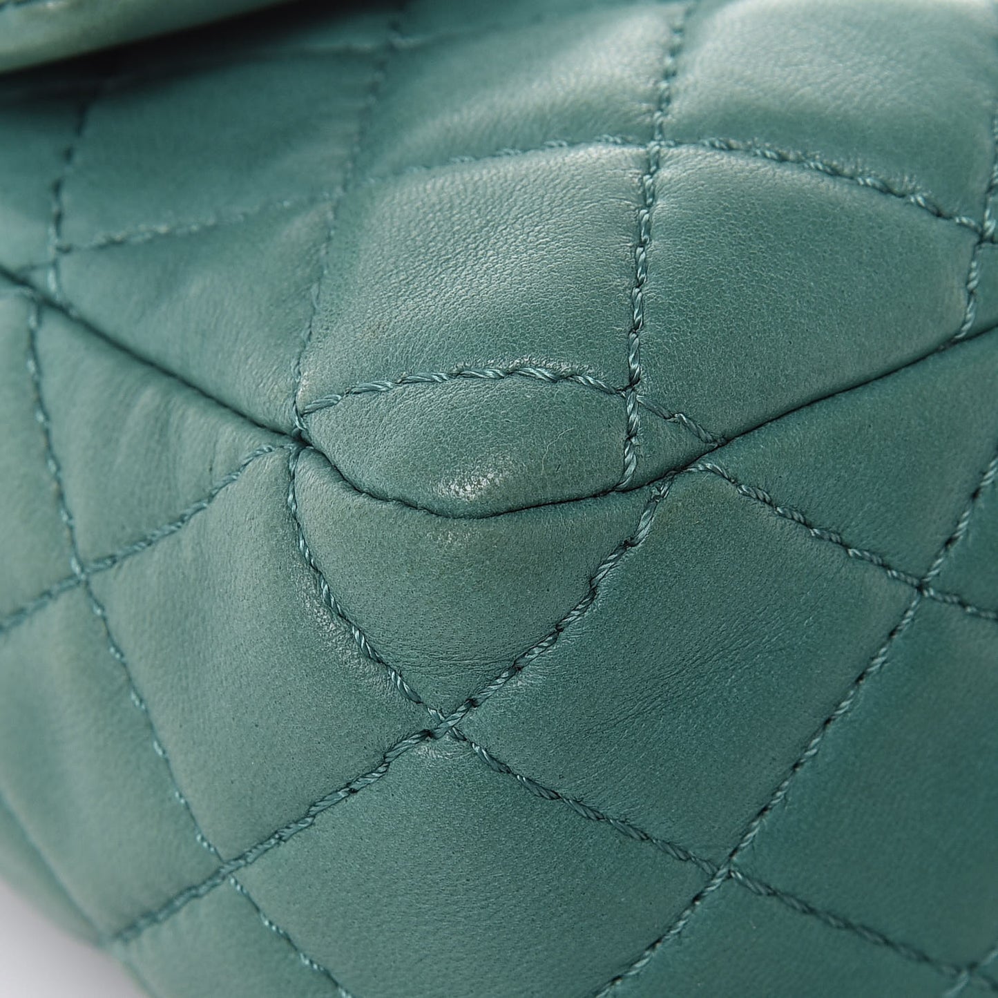 Lambskin Quilted Medium Double Flap Green