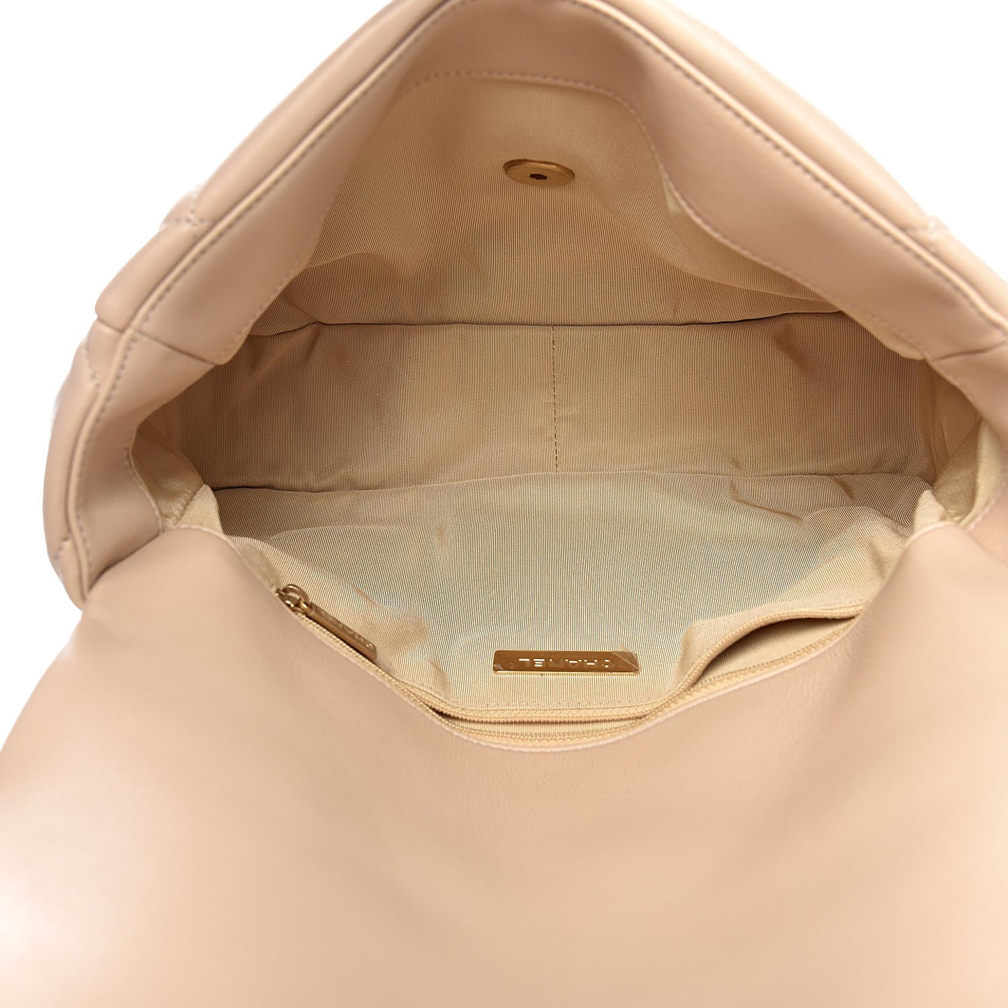 Lambskin Quilted Large 19 Flap Beige