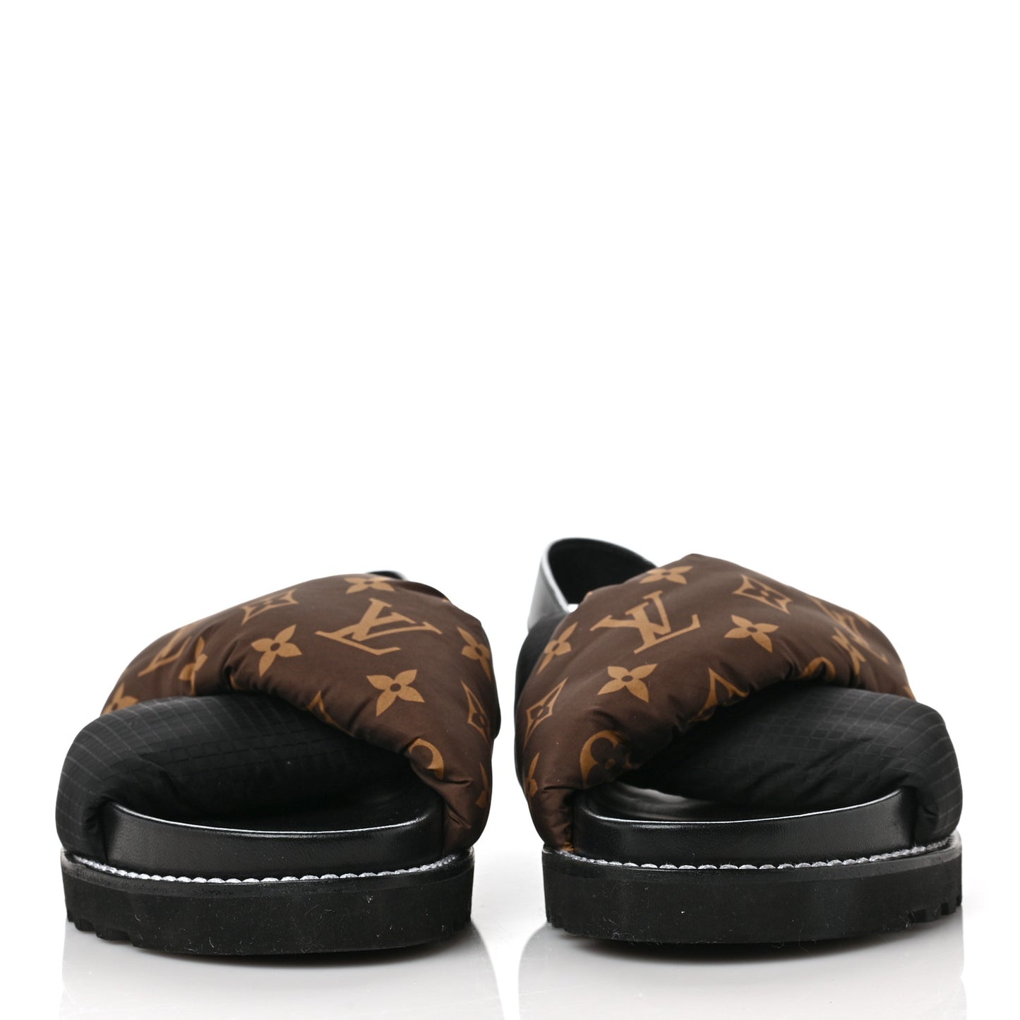 Calfskin Padded Nylon Monogram Paseo Flat Comfort Sandals 41 Black
