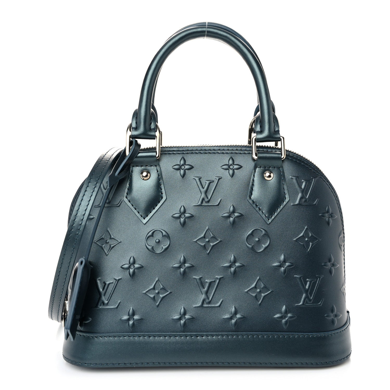 Louis Vuitton Metallic Calfskin Debossed Monogram Alma BB Steel Blue 1 of 9