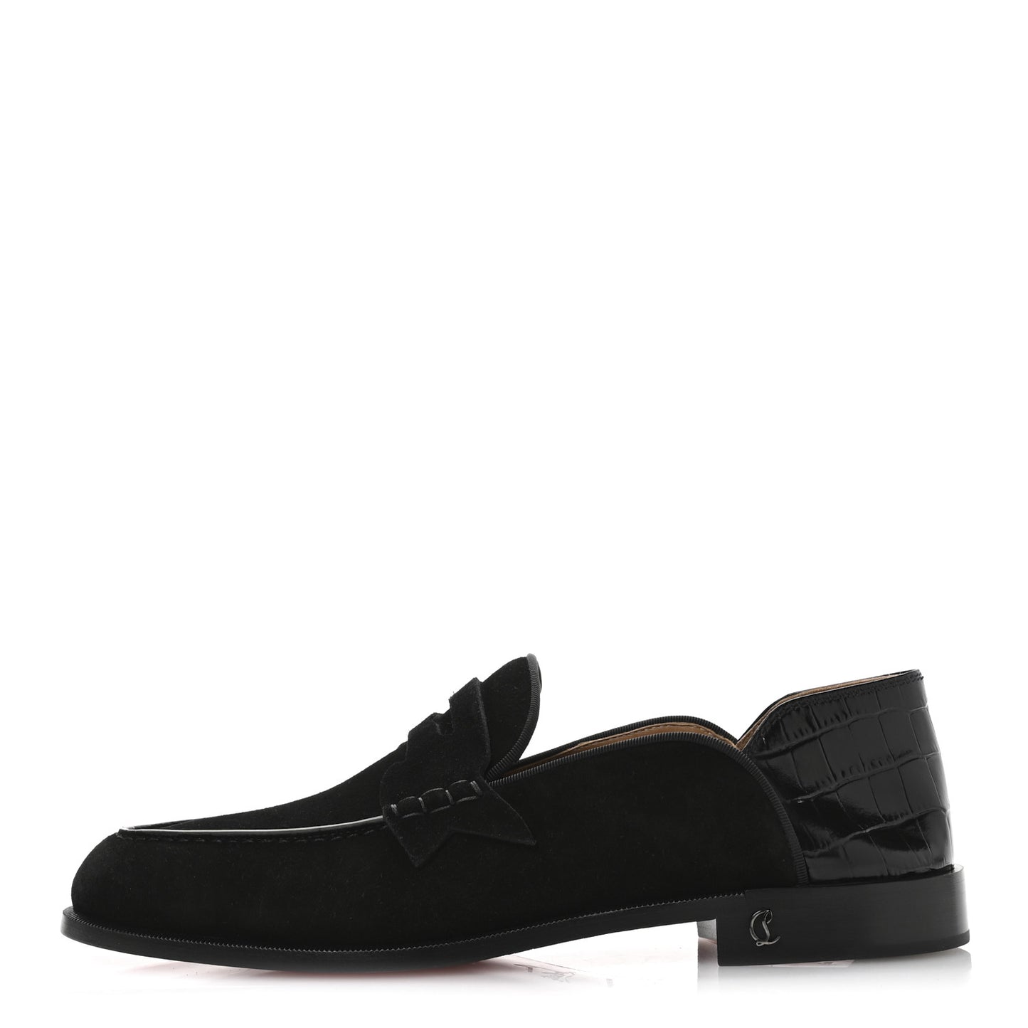 Crosta Alligator Embossed Mens Penny No Back Flat 42.5 Black