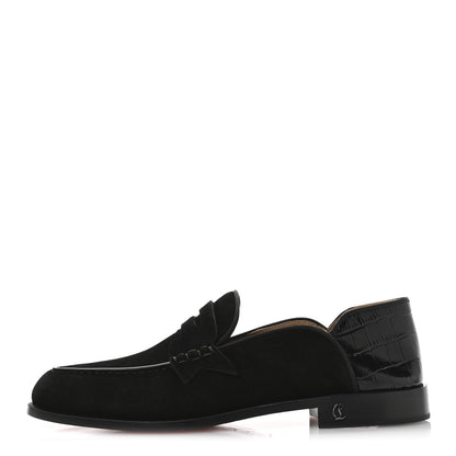 Christian Louboutin Crosta Alligator Embossed Mens Penny No Back Flat 42.5 Black 1 of 8