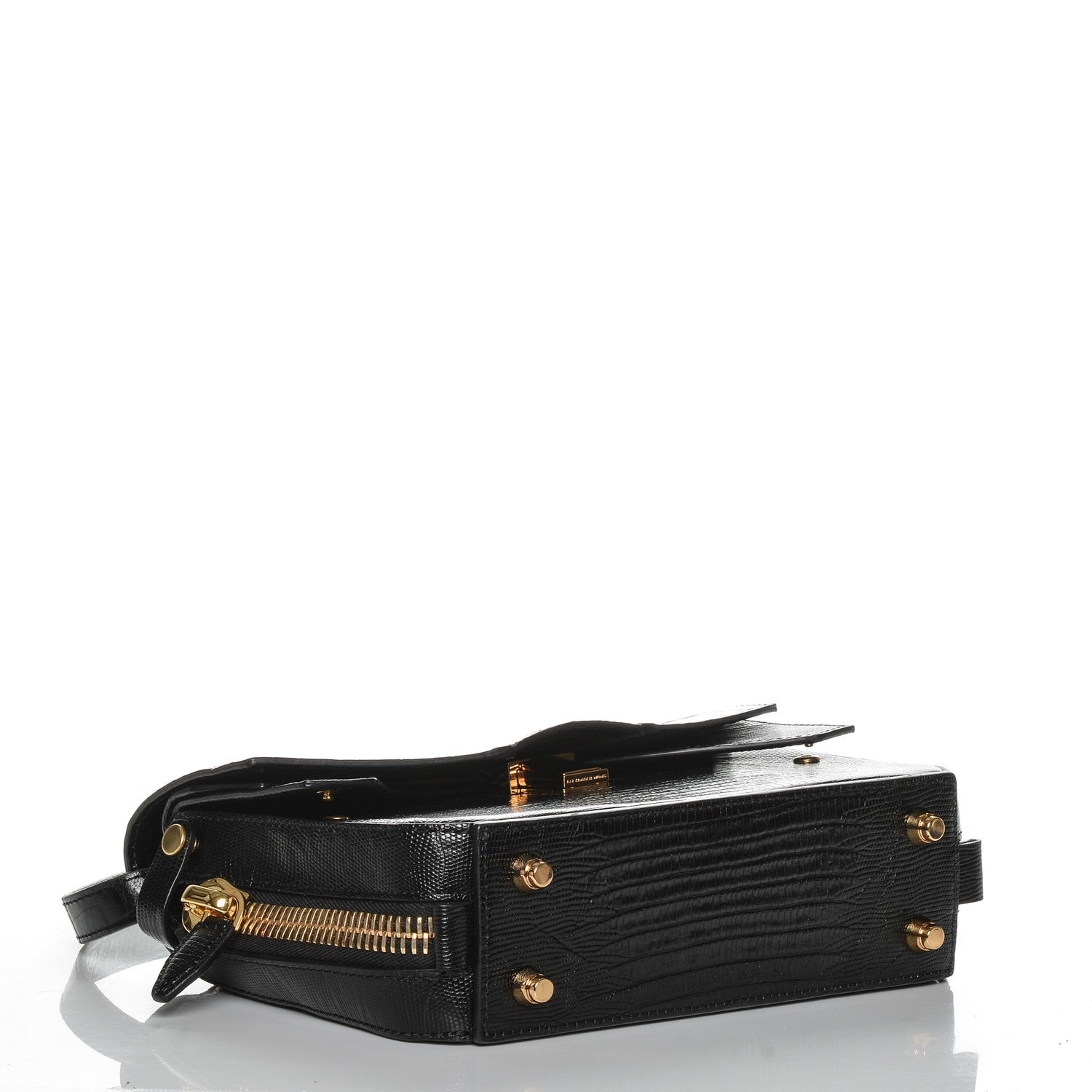 Alexander Wang Crocodile Embossed Patent Calfskin Tri-Fold Shoulder Bag Black 4 of 12